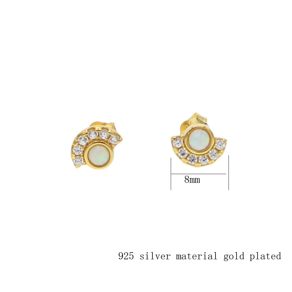 100% real 925 sterling silver gold Earrings Nostril Piercings CZ Opal Piercing Nose Curved Prong Nose Stud Rings Body Jewelry
