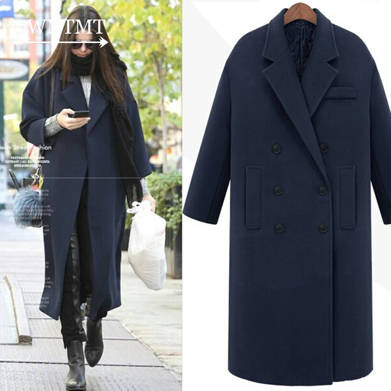 De Lâche Green Automne Libre Oversize Gray Manteau Épaississent Hiver Cachemire Imité Laine army Survêtement dark Mode Long Navy Femmes La Solide Pardessus Taille Blue Plus z7SwdUn4qx