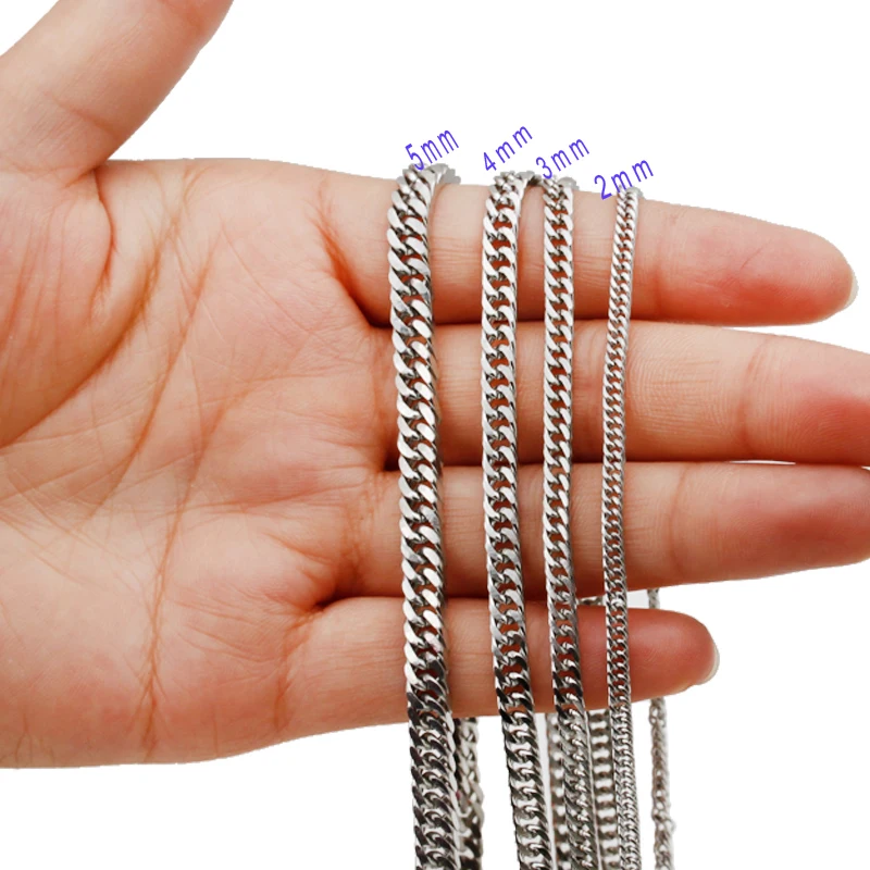 Bulk Silver Stainless Steel Curb Chain 