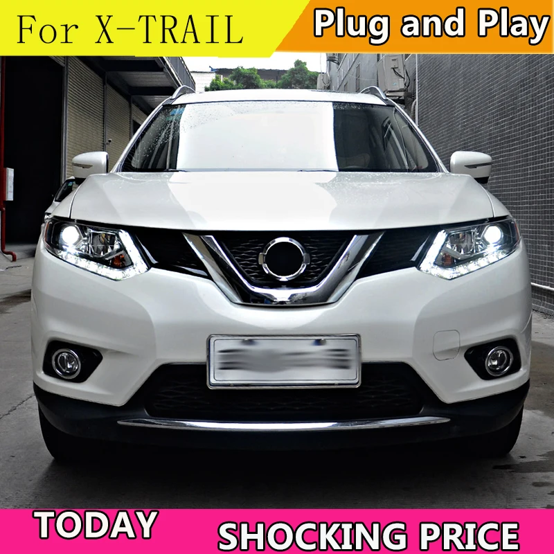 Тюнинг автомобилей фары для Nissan X-Trail Xtrail светодиодные фары DRL ходовые огни биксеноновые фары Противотуманные фары с ангельскими глазками