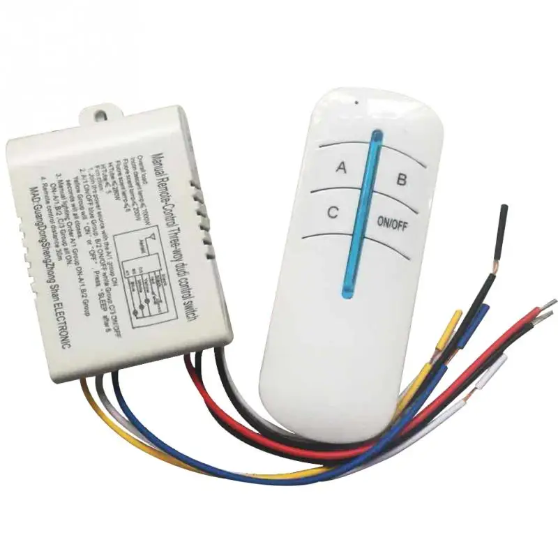 

Wireless 3 Channels 220V 1000W Lamp Remote Control Switch Transmitter