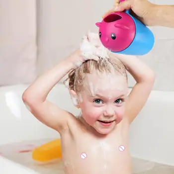 

Plastic Baby Bath Shampoo Cups Baby Bathing Shower Cup Kids Bathroom Washing Hair Spoons Cute Children Bathing Cups Shower Spoon