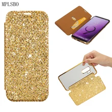 

MPLSBO Glitter Phone Case For Samsung Galaxy S9 S8 Plus Card Slot Case For Samsung S8 Note 8 S7 Edge Cover Protective Flip Case