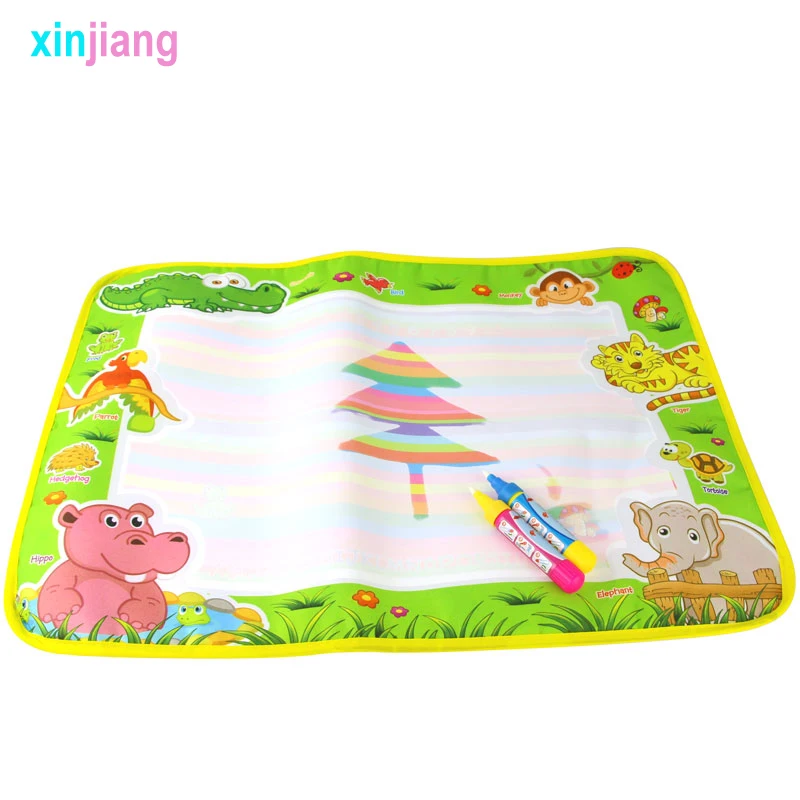 

50*36cm Water Doodle Mat & 2 Magic Pen Water Drawing Boards Elephant Painting Rug Wave Rainbow Pattern Toys Gift For Kids }