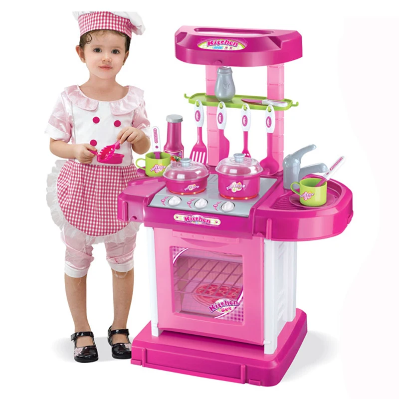

Kids Kitchen Toys Pretend Baby Play Cooking Toys Simulation faucet Dining Table Sets kitchen Cooking Model Toys