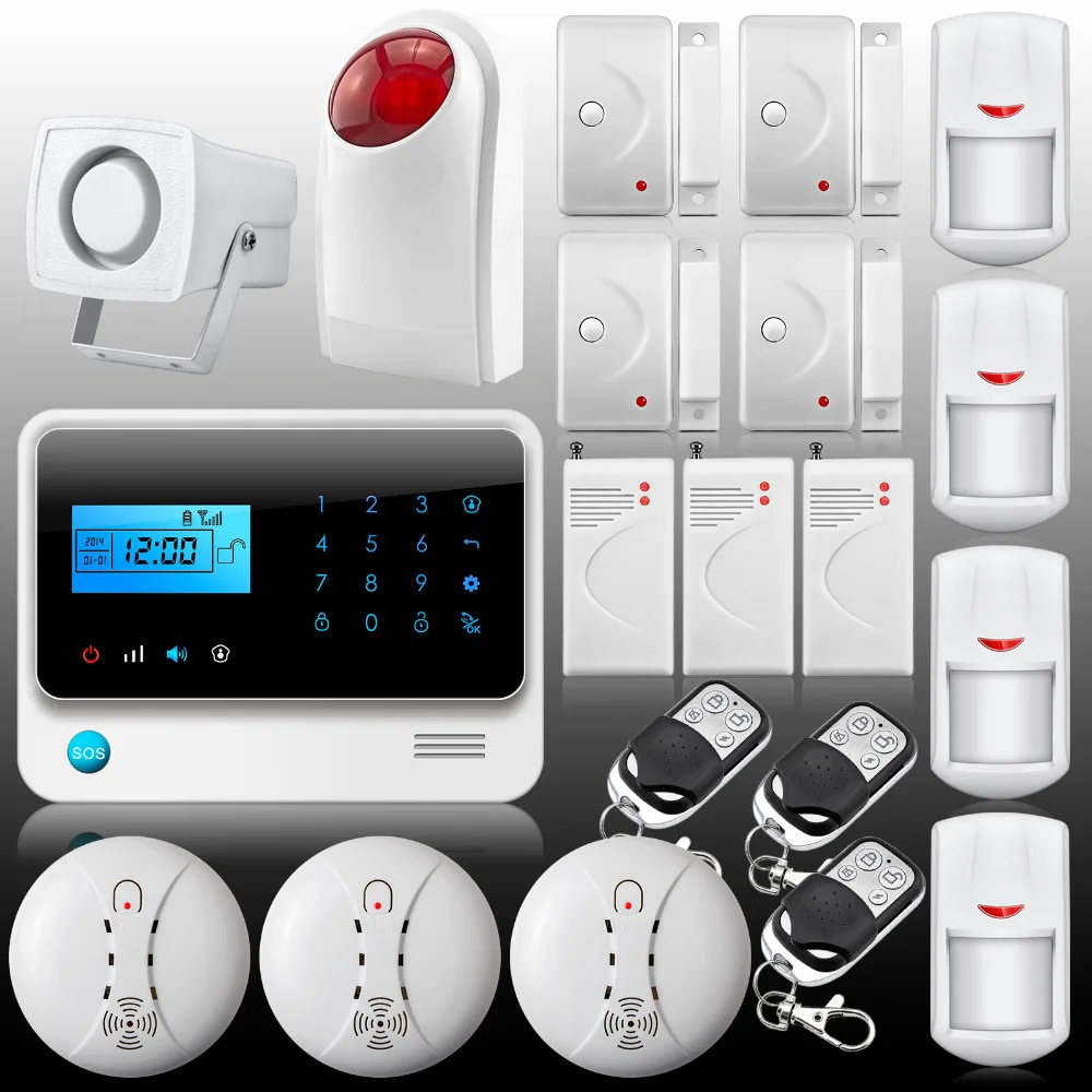 

Security Alarm system GSM Wireless home secutity fire alarm system with panic & button shock sensor gsm security alarm system