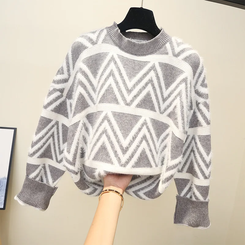 Autumn New Women's Color Imitation Armor Round Neck Sweater Women's Pullover Korean Version  thickening Loose Bottoming Shirt AS132 (14)