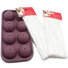 Леденец силиконовая форма 8 решеток в кругах DIY формы для шоколада форма для льда поставляется с 100 шт. палочки для леденцов