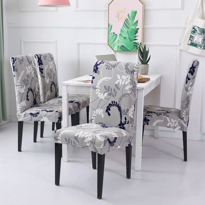

4/5/6 Pieces printed Chair Cover Cheap Removable Big Elastic Seat Covers Slipcovers Stretch For Banquet Hotel dining Office