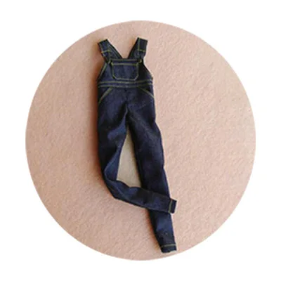 1 шт.; коллекция 1/6 года; Модный джинсовый комбинезон для куклы; комбинезон для девочек; брюки для девочек; Одежда для куклы; аксессуары; подарок - Цвет: dark blue pant