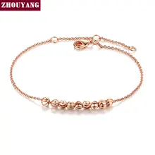 Высокое качество, простой стиль, 8 розовая бусина, золотой цвет, ножные браслеты, ювелирные изделия с австрийскими кристаллами, ZYA020, ZYA027