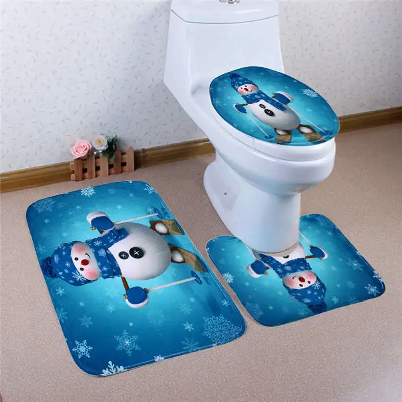 3PCS Home Christmas Toilet Foot Pad comfortable Seat Cover Radiator Cap Bathroom Sets good slip resistance #2o18#f (16)