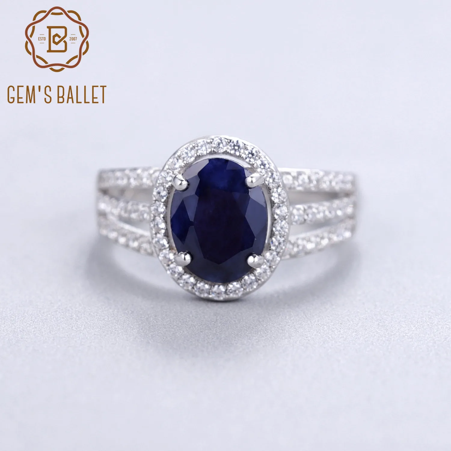 

Gem's Ballet 2.02Ct Natural Blue Sapphire Gemstone Wedding Engagement Ring 925 Sterling Silver Fine Jewelry For Women