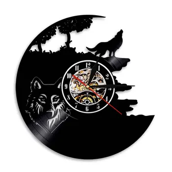 

1Piece Wolf Vinyl Record Wall Clock Wildlife Animal Wall Clock Home Decor Wall Art Relogio De Parede Gift For Wolfs Lover
