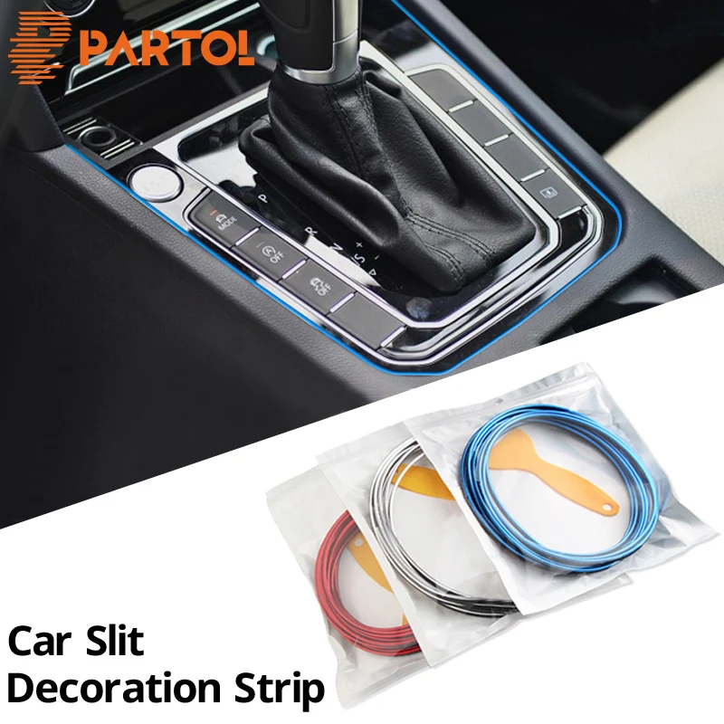 

Partol Universal Car styling Auto Slit Decoration Strip Instrument Desk Trim Door Sheet Gap Air Conditioner Air Outlet Moulding