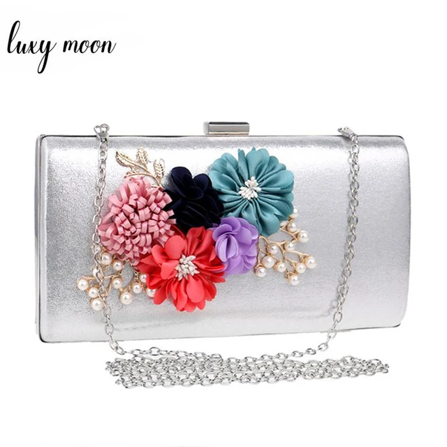 2018 Flower Bride Bag Handmade Gold Silver Day Clutch Wedding 2018 Flower Bride Bag Handmade Gold Silver Day Clutch Wedding Evening Bags Women Purse Clutches Chain
