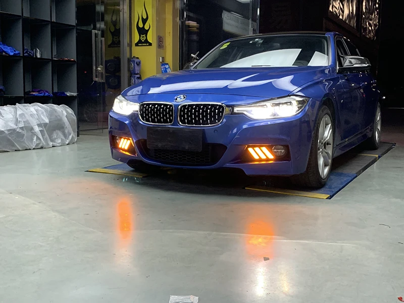 Для BMW F30 F35 3 серии 2013- дневные ходовые светодиодные дневные ходовые огни противотуманная лампа фары с желтым реле сигнала поворота