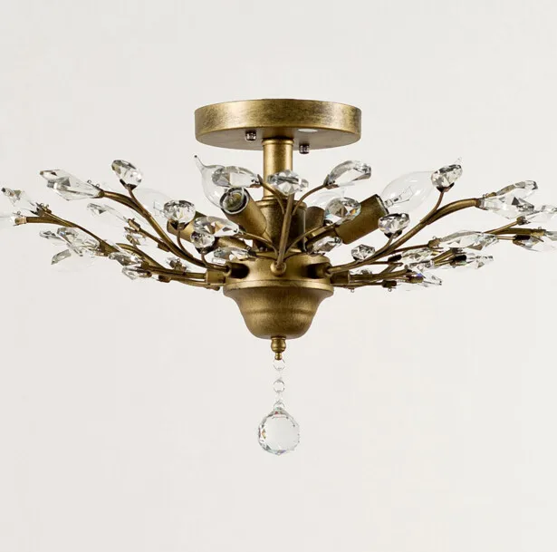 

Abajur American Country Iron Crystal Restaurant Ceiling Lamp European Vintage Bedroom Study Corridor LED Hanging Lamp