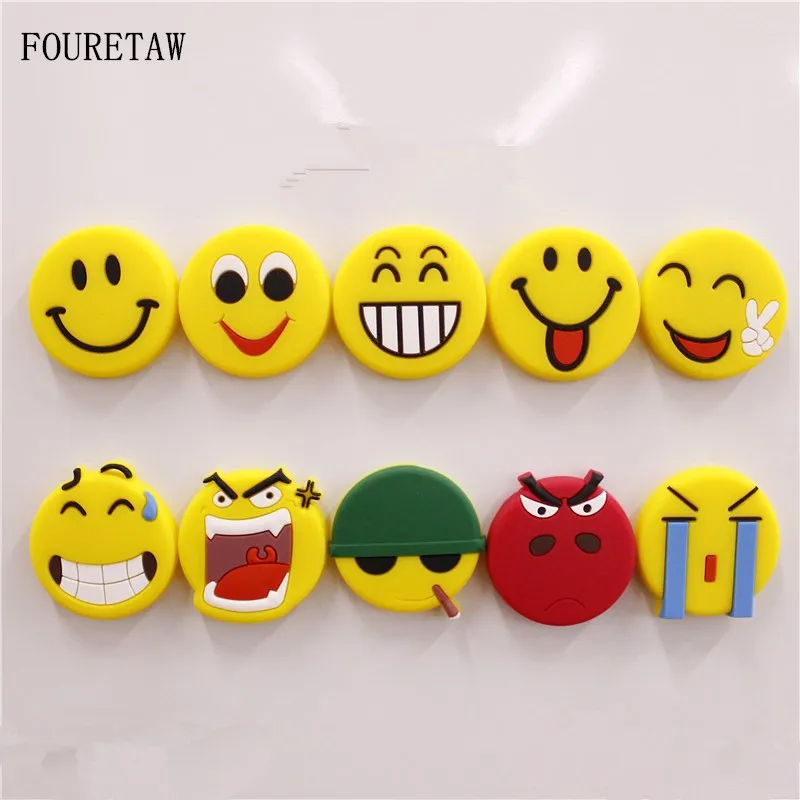 

FOURETAW 10 Pcs/lot Creative Cartoon Cute Yellow Smile Smiley Mood Face Fridge Magnets Souvenir Magnetic Sticker Drop Shipping