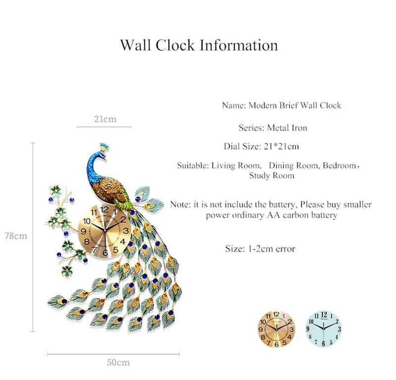 Большие алмазные кварцевые настенные часы Павлин Декор для дома гостиной/спальни немой простой современный настенные часы Современные цифровые настенные часы