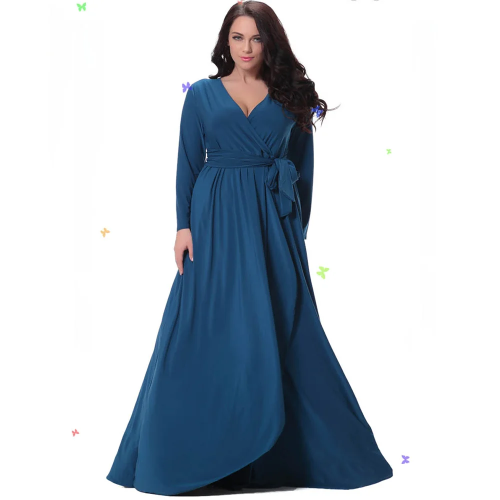 long sleeve plus size prom dresses 2018 for women