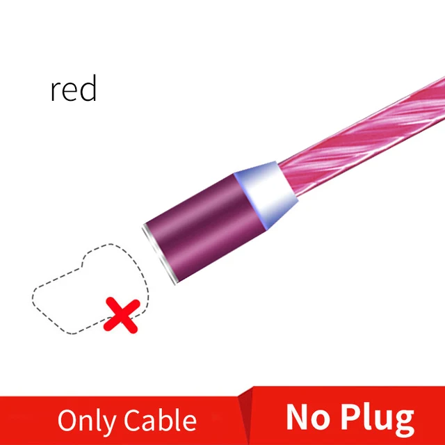 Rosinop 2.4A Быстрая зарядка 3 в 1 Магнитный кабель для iphone светящийся usb type C Магнитный зарядный кабель для xiaomi Micro USB Android - Цвет: redCableNoplug