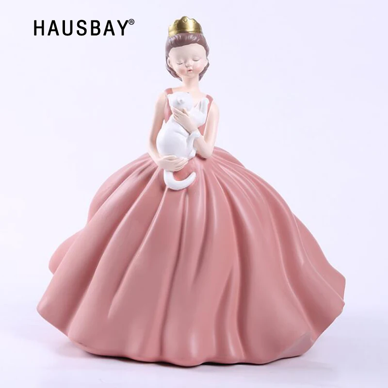 

Resin Fairy Anime Crafts Princess Sculpture Pink Princess Doll Statue European Living Room Decoration Girl's Birthday Gift 05479