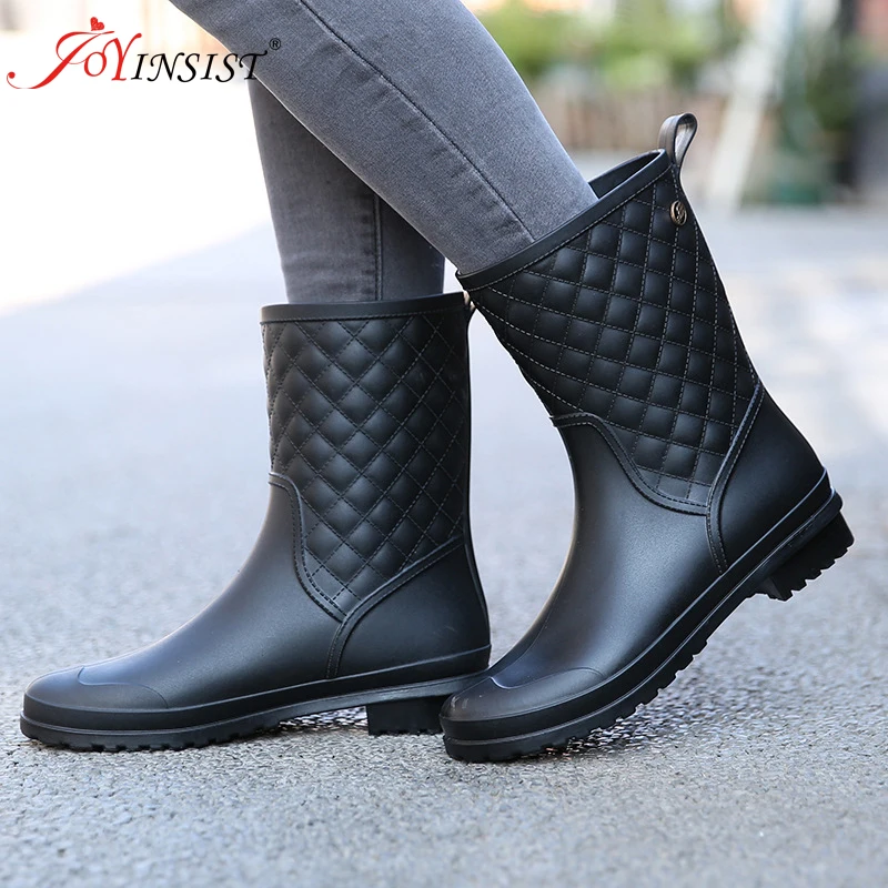 $14.15 Women Boots Design Boots Rain Boot Shoes Woman Solid Rubber Waterproof Flats Fashion Shoes