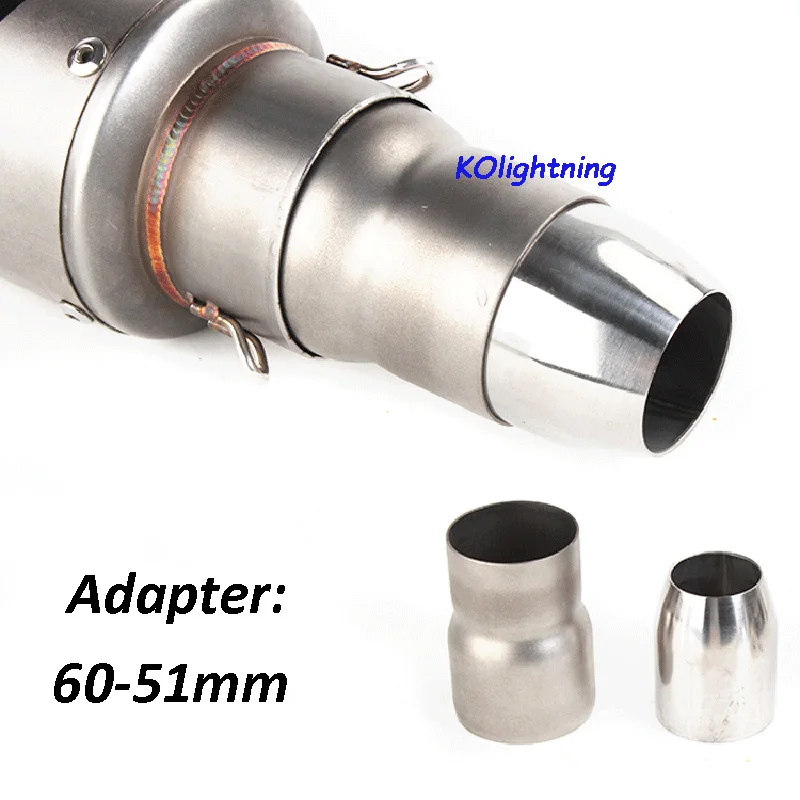 51mm to 61mm Motorcycle Modified Exhaust Connector Link Connecting Pipe Stainless Steel Adapter