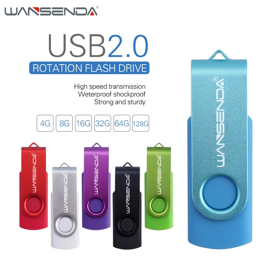 WANSENDA USB Flash Drive 128gb 64gb 32gb 16gb 8gb 4gb Pen Drive Rotation usb stick 6