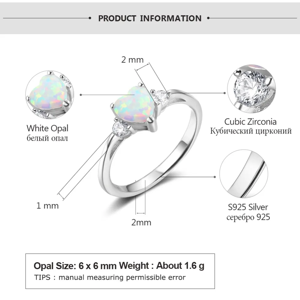 Классические 925 Пробы Кольца с вечным сердцем, серебряные кольца для женщин, голубое розовое кольцо с белым опалом, Женское Обручальное кольцо на палец(Lam Hub Fong