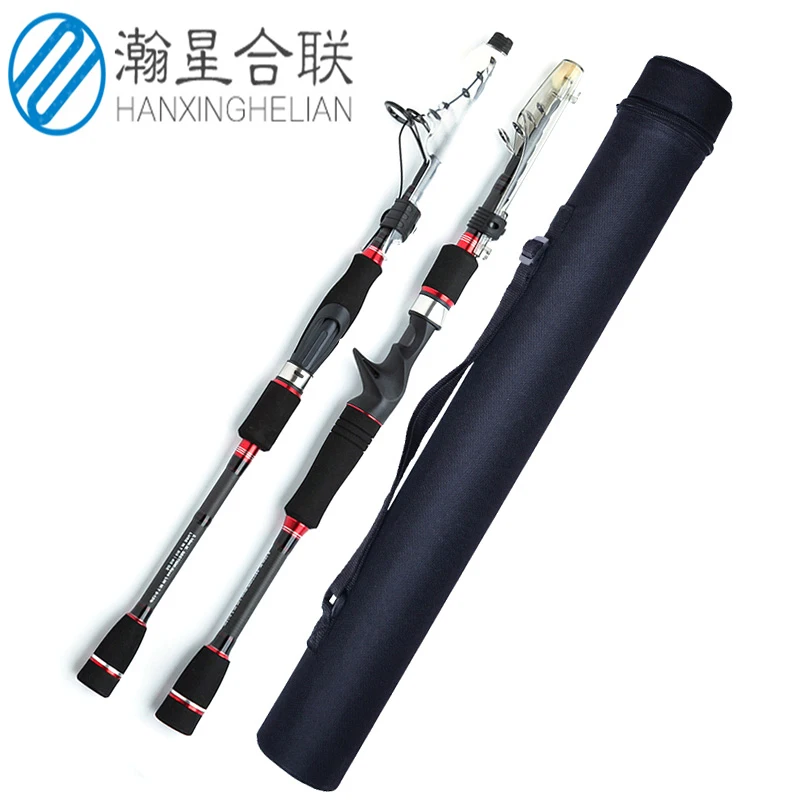 

Travel Carbon Telescopic Spinning Fishing Rod 1.95m/2.1m/2.4m/2.7m M Power Light Portable Baitcasting with Tube Case 2019 Hot