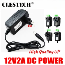 Обновленное качество AC 12V2A 100 V-240 V адаптер преобразователя DC 2000mA Светодиодный источник питания EU US Plug 5,5 мм x 2,1-2,5 мм для камеры