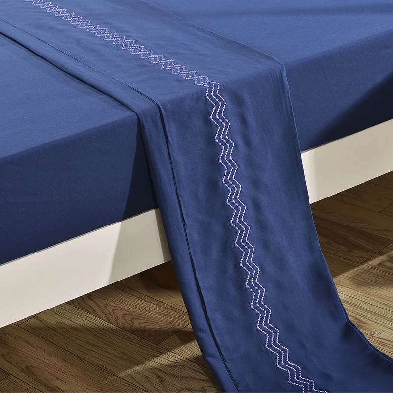 1pcs Home textile bed sheet solid twill adults bedding quality polyester embroidered fitted Sheet King Queen US Size | Дом и сад