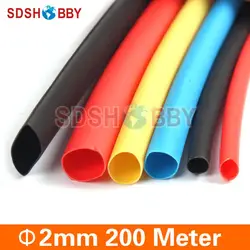 Высокое качество 200 м термоусаживаемые трубки диаметром. = 2 мм (красный, черный, синий, желтый Цвет)