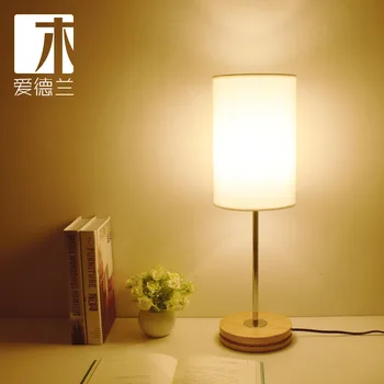 

Desk lamp Eye learning solid wood bedroom decoration cloth art contracted bedside reading their wedding log