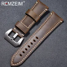 Высокое качество, винтажный ремешок Crazy Horse из натуральной кожи, красный, синий, коричневый, ремешок для часов 22 мм, 24 мм, 26 мм, браслет с твердой пряжкой