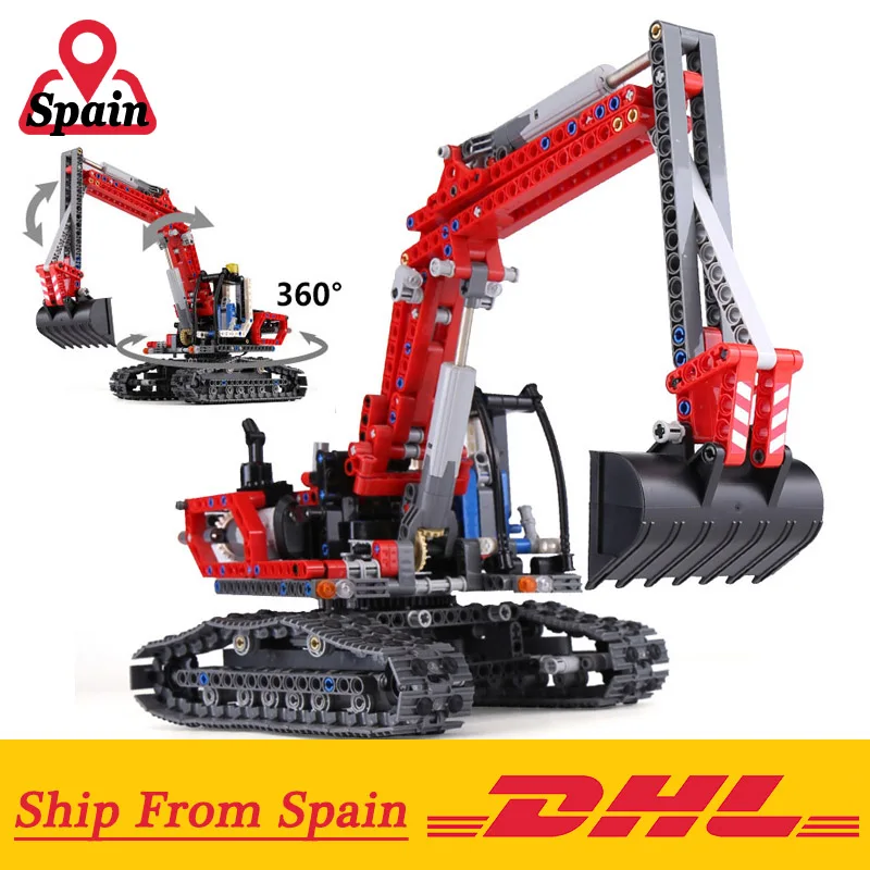 

760pcs the Red Engineering Excavator Set Compatible with Legoings Technic 8294 Model Building Blocks Kit Toys Gifts