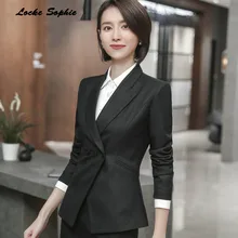 Women's Plus size Blazers coats 2019 Summer cotton Button Splicing Long sleeves Small Suits jackets ladies Skinny Blazers Suits