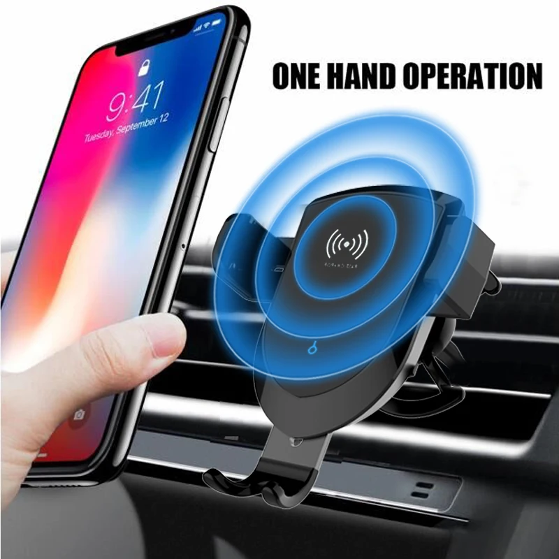 

10WQi Fast Charging Coil Induction Wireless Charging in Car holder, Suitable for Samsung S10 S9 car magnetic phone holder char