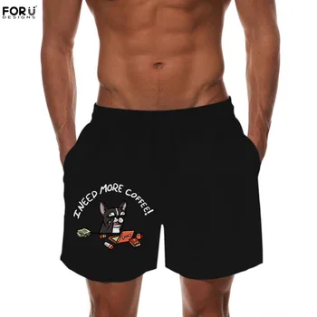 

FORUDESIGNS Cute Animal Dog French Bull Terrier Prints Men Casual Shorts Beach Boardshorts Quick Dry Lining Sreatwear Man Trunks