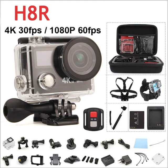 Action camera H8 VR360 ultra 4K / 30fps WIFI 170D 2.0"Dual LCD Remote Controller pro Helmet Cam go waterproof sport camera