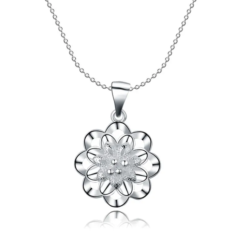 New Fashion Flower Design Necklaces Pendants Women Beautiful Crystal Necklace Silver Plated Wedding Jewelry Gift For | Украшения и