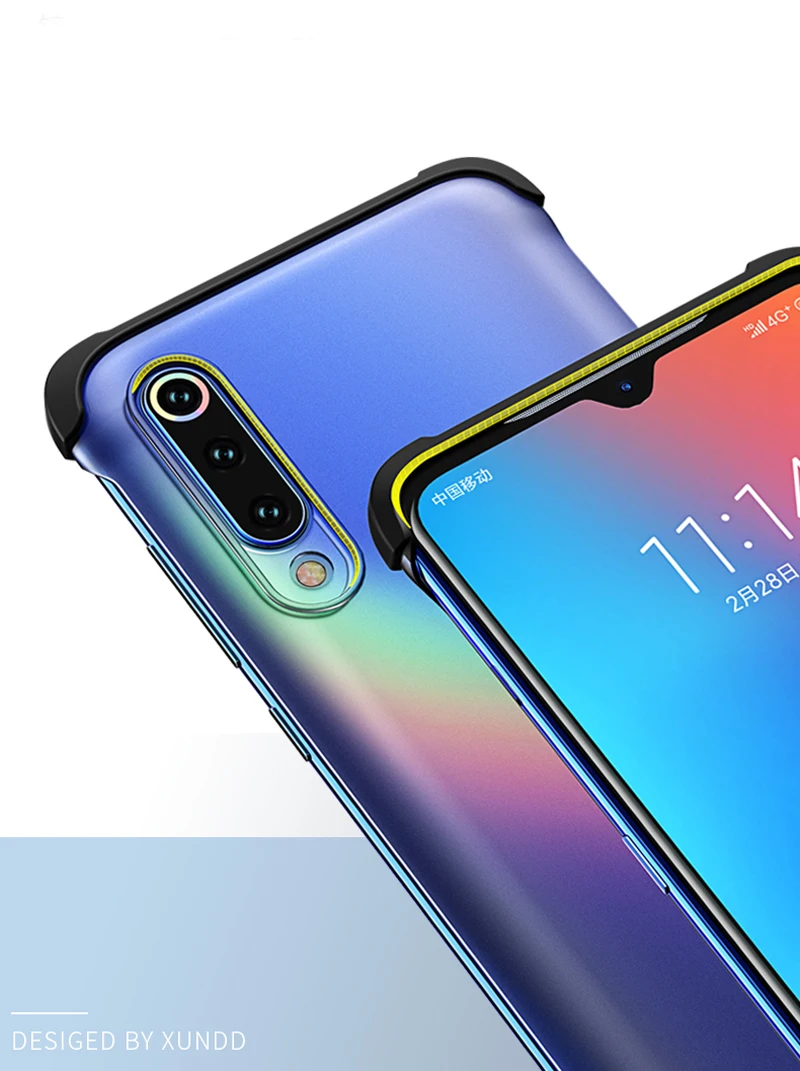 Ультратонкий чехол XUNDD для Xiaomi Mi 9, защитный чехол s, матовый, яркий, ультратонкий, без бампера, противоударный чехол с ремешком