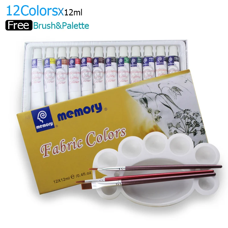 

Memory Textile Diy Fabric Paint Tubes 12 Colors Set *12ml Art Supplies Acrylic Paints painting