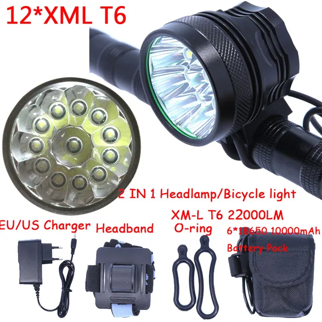 Best Offers 12t6 2 in 1 Headlamp Headlight 22000 Lumens 12 x XM-L T6 LED Bicycle Light Cycling Bike Head Lamp + 18650 Battery Pack+Charger Best Offers 12t6 2 in 1 Headlamp Headlight 22000 Lumens 12 x XM-L T6 LED Bicycle Light Cycling Bike Head Lamp + 18650 Battery Pack+Charger