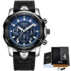LIGE Для мужчин s часы лучший бренд класса люкс кварцевые часы Для мужчин модные дизайнерские Повседневное кожа военные спортивные наручные