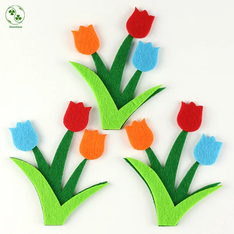 

3Pcs/lot Large Fabric Patch Three Petals Flower Shape Applique Die Cut Felt Craft Patches For Children DIY Scrapbooking