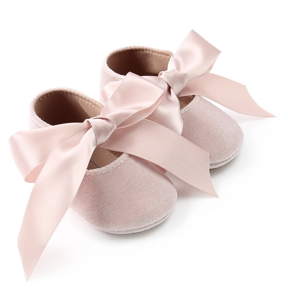 TELOTUNY/Бархатная обувь принцессы для маленьких девочек; модная обувь для малышей с бантом; бархатная детская обувь; нескользящая обувь; S3MAR2