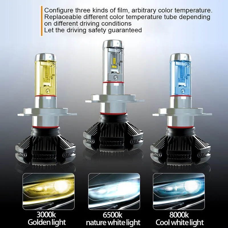 2 шт. X3 ZES H4 H7 светодиодный фонарь для автомобильных фар 3000 K/6500 K/8000 K желтый белый лед синий лампа H11 9005 9006 светодиодный автомобильный фонарь